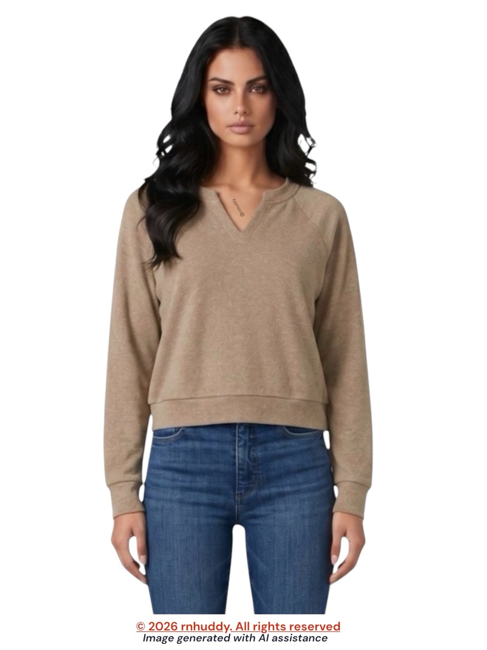 Cabi L tan book club brushed knit top